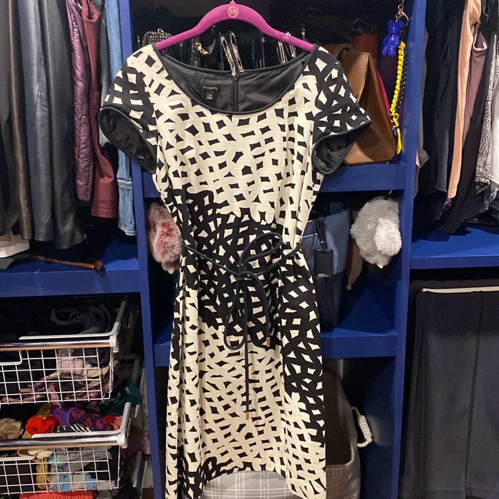Talbots black white dress